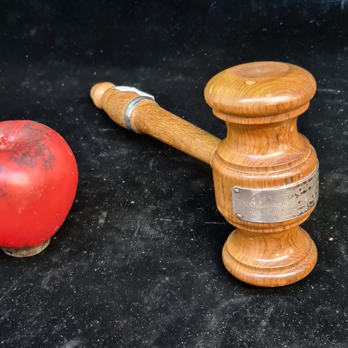 126 - A vintage 1944 gavel featuring a plaque engraved 'Bro. R. O'Dowd Chairman of Executive Council B.I.S... 
