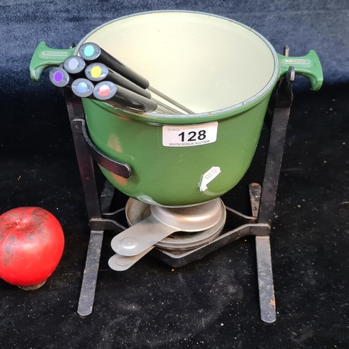 128 - A fantastic vintage Le Creuset cast iron portable burner fondue set. 
Newer models RRP €325.00