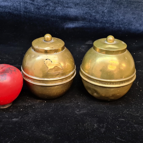 130 - Two fabulous antique Lipton British empire exhibition 1924 brass tea caddies. 100 years old this yea... 
