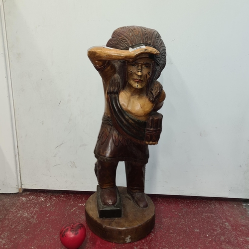 154 - Star Lot : A wonderful large vintage carved figure of an Indian which would have stood on the counte... 