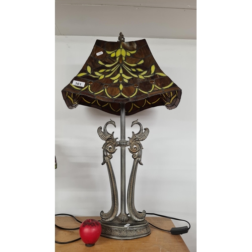 161 - A striking large Art Nouveau / tiffany style lamp featuring two phoenixes.