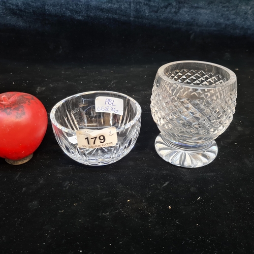 179 - Two gorgeous crystal items including a Waterford Crystal finger bowl and a very heavy brandy glass.