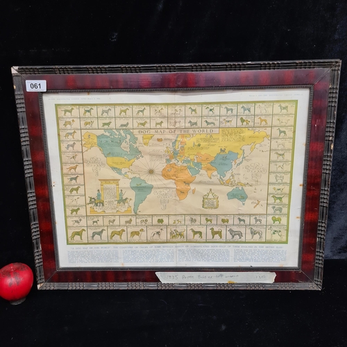 61 - A fantastic original 1935 Dog Map of The World. Features Dog breed Illustrations with country of ori... 