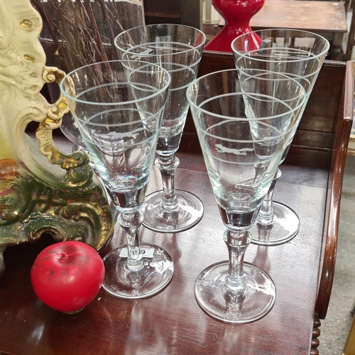 Four tall Paul Costello for Newbridge large wine glasses. All in good