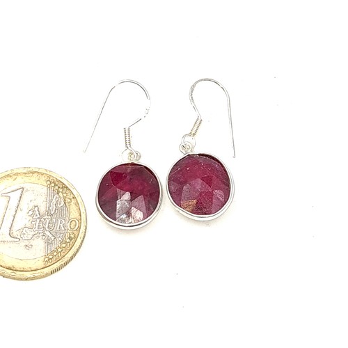 A pair of natural Ruby gemstone drop earrings set in Sterling Silver, Brand new from the Gem company RRP €110