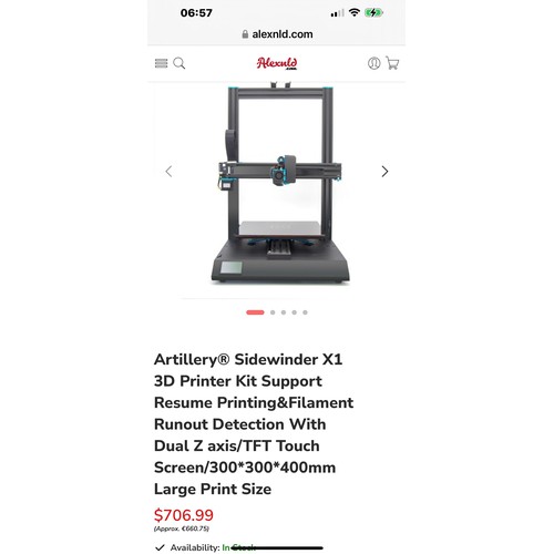 155 - Star Lot : A brand new in box Artiller 3D Printer Model: Sidewinder X1. This printer works with most... 