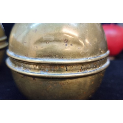 130 - Two fabulous antique Lipton British empire exhibition 1924 brass tea caddies. 100 years old this yea... 