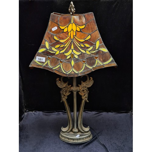 161 - A striking large Art Nouveau / tiffany style lamp featuring two phoenixes.