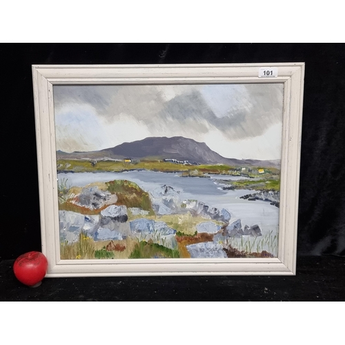 101 - A wonderful original oil on canvas painting titled 'Errigal, Co Galway'. Features the titular landsc... 