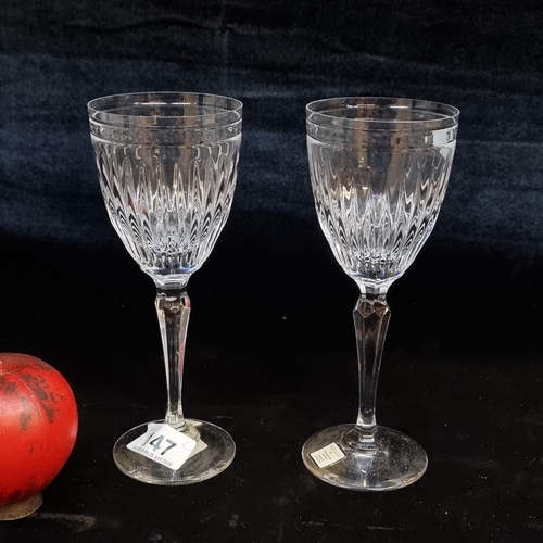 147 - A pair of wonderful Marquis by Waterford Crystal Hanover wine glasses. Both in good condition, retai... 