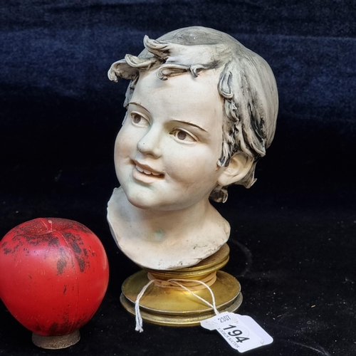 194 - Star Lot : A superb vintage Benacchio Capodimonte bisque porcelain bust of a young boy. Signed by ar... 