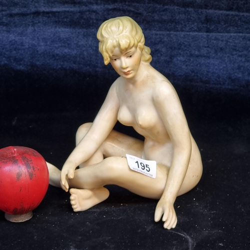 195 - A beautiful art deco Wien ceramic sculpture of a seated nude lady. Similar comp sales of $299 on www... 