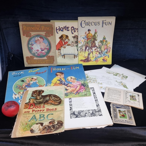 196 - A mixed lot including vintage childrens picture story books such as 'Dick Dot and Spot'' designed an... 