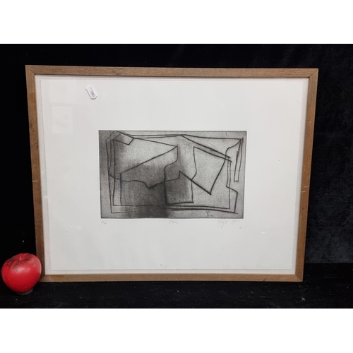 65 - A captivating plate etching titled 'Stain' featuring continuous abstract line form. Limited edition ... 