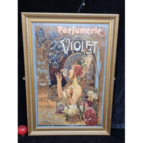 75 - A large print of an Art Nouveau advertising poster for a  Parisian Parfumerie. Housed in a elaborate... 