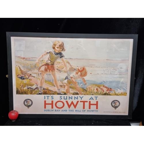 76 - A large nostalgic print of a vintage Great Northern Railway Ireland Poster advertising Howth. Housed... 