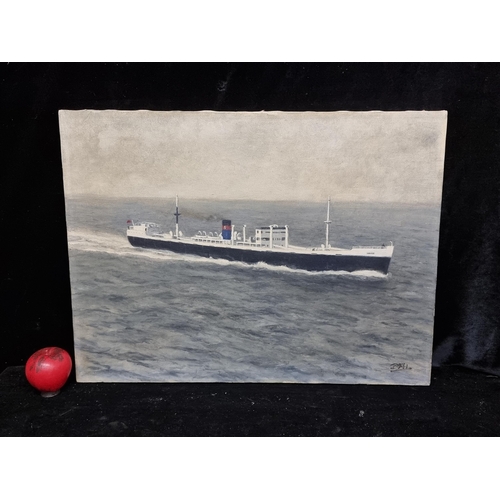 82 - A captivating oil on canvas painting. Features a steam ship 'Inver'. Signed 'R.J.H' bottom right.