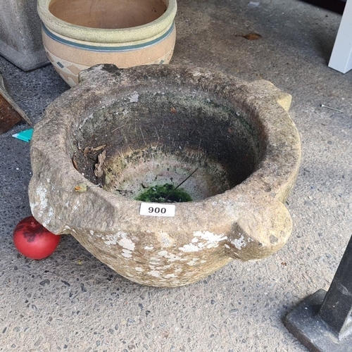 900 - Star Lot : An antique large sand  stone garden planter with lovely  patina and rustic charm.