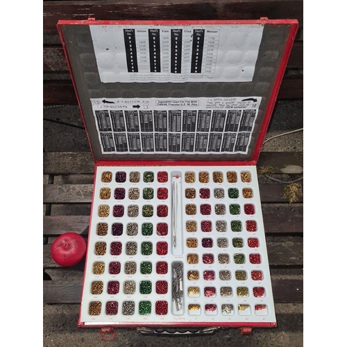 930 - A vintage key pinning kit with color-coded pins for lock rekeying, includes reference chart, tweezer... 