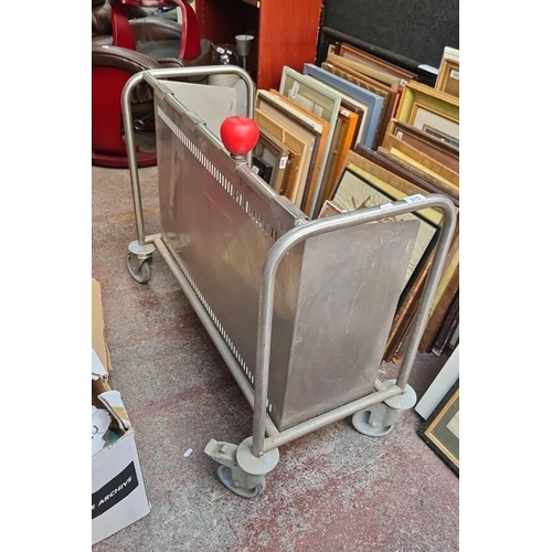 970 - A fabulous stainless steel heavy duty commercial cart / trolley with locking casters and robust cons... 