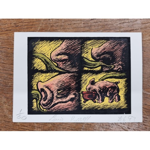 138 - Star Lot : Ten interesting limited edition postcards. Features etchings and illustrated colour desig... 