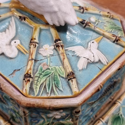 167 - A fabulous Victorian c. 1875 George Jones Majolica Pelican Sardine dish. George Jones Majolica sardi... 