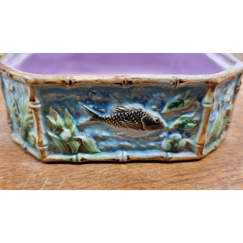 167 - A fabulous Victorian c. 1875 George Jones Majolica Pelican Sardine dish. George Jones Majolica sardi... 