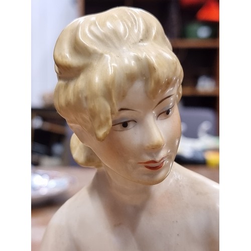 195 - A beautiful art deco Wien ceramic sculpture of a seated nude lady. Similar comp sales of $299 on www... 