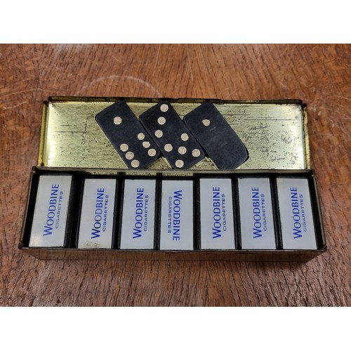 200 - A vintage c. 1930s Woodbines Cigarettes dominoes and tin. A nice collectors item. Each of dominoes h... 