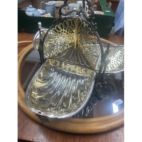 992 - Star Lot: A late Victorian silver plated EPNS triple wing muffin warmer. A very impressive centre pi... 