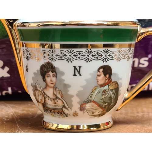 1001 - A lovely tea set with Napoleon and Josephine imagery lovely quality French porcelain comprising of a... 