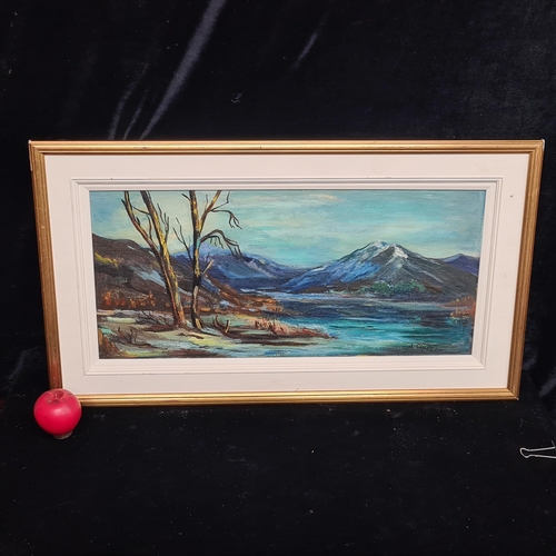 106 - Star Lot: A striking original oil on board painting. Features a mountainous landscape. Wonderfully o... 