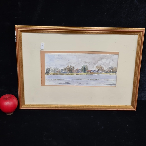 110 - A charming original watercolour on paper painting titled 'Across the Boyne'. Features an Irish river... 