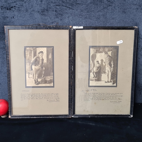 137 - A pair of vintage prints from the Pickwick papers by Charles Dickens. Features Mr Pickwick and Sam W... 