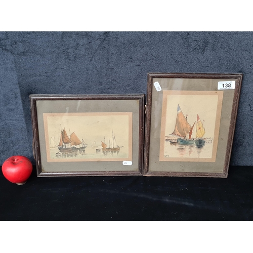 138 - A pair of early 20th century antique watercolour on paper paintings. Featuring sailing boat regatta ... 