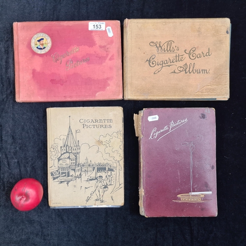 153 - Four fairly full fabulous vintage cigarette picture albums. Albums feature brands such as Players an... 