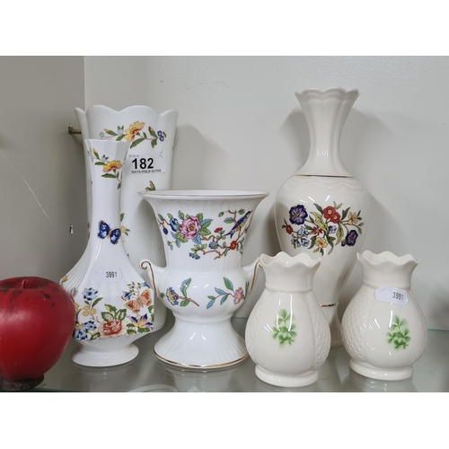 182 - A selection of porcelai vases including some Aynsley, Donegal, and Galway examples and two vintage B... 