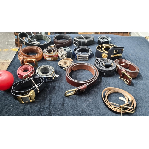 189 - A selection of16  ladies and gents leather belts in various sizes. Including a gorgeous ESCADA desig... 