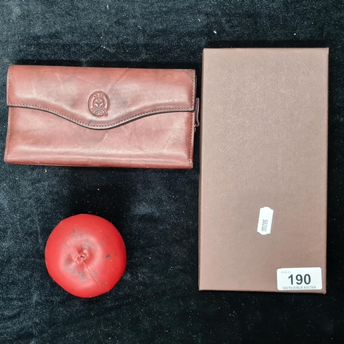 190 - A lovely  as new J. G. Hook top grain cowhide burgundy leather wallet. In original box.