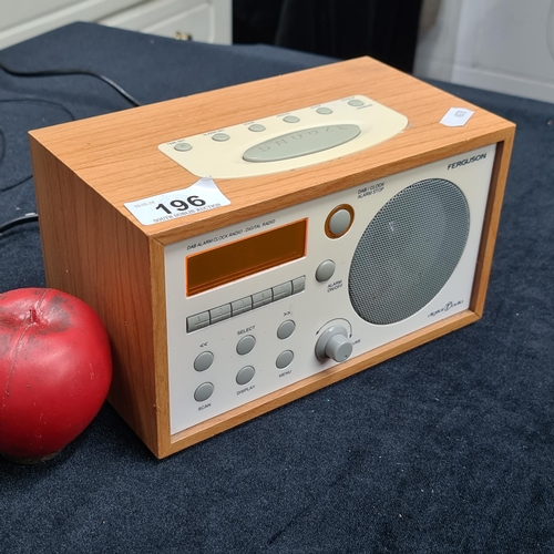 196 - A vintage Ferguson digital DAB alarm clock and radio with a three pin plug.