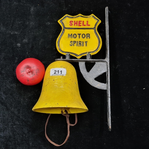 211 - A heavy cast metal wall mounted advertising bell for Shell Motor Spirit.