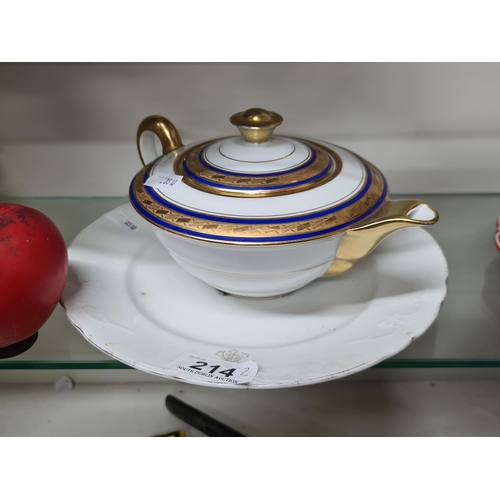 214 - Two pretty vintage items comprising of a Limoges Depose teapot and a Doulton Burslem diamond jubilee... 