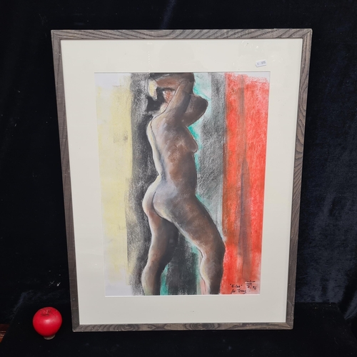 65 - A strong original pastel on paper painting. Features a nude life drawing of a female figure. Rendere... 