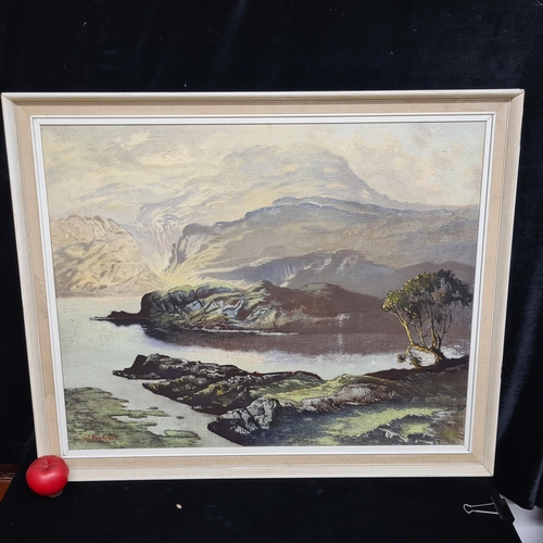 69 - A super Scottish oil on canvas painting. Featuring a well observed mountainous landscape. Rendered i... 