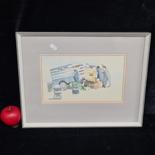 78 - An original Richard Dwyer watercolour on paper painting titled ' Market Day, Ballinasloe'. Features ... 