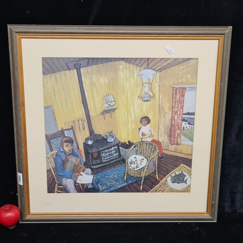 86 - A large high quality print of a Gerard Dillon oil painting titled 'Yellow Bungalow-1954'. Features t... 