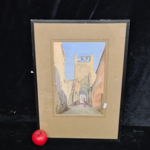 95 - A super Italian / Mediterranean watercolour on paper painting. Features a 19th century scene with co... 