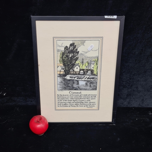 98 - A beautiful hand coloured Cuala Press print. Titled 'Clonmel' and features a charming poem with rive... 