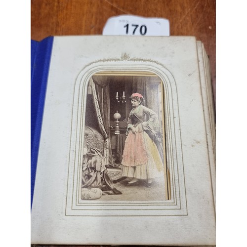 170 - Star Lot : An antique 189th century leather bound photo album, featuring a wide variety of portraits... 