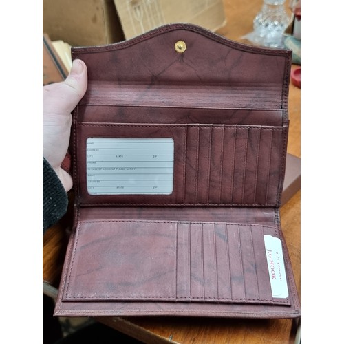 190 - A lovely  as new J. G. Hook top grain cowhide burgundy leather wallet. In original box.